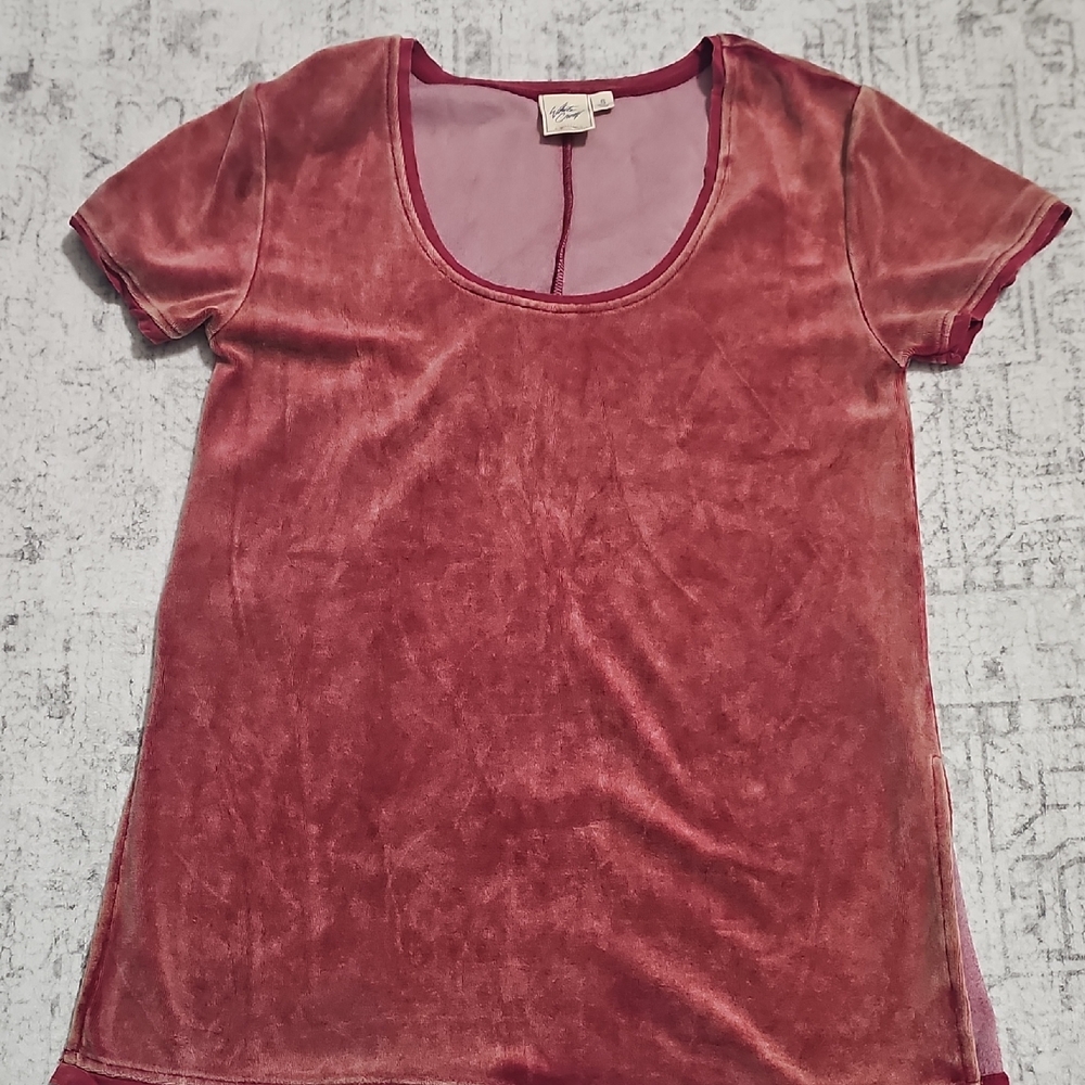 White Crow Velvet Scoop Neck Tee - Rose